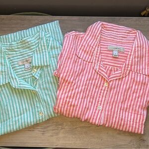 J. Crew Pink and Green Striped Shirts